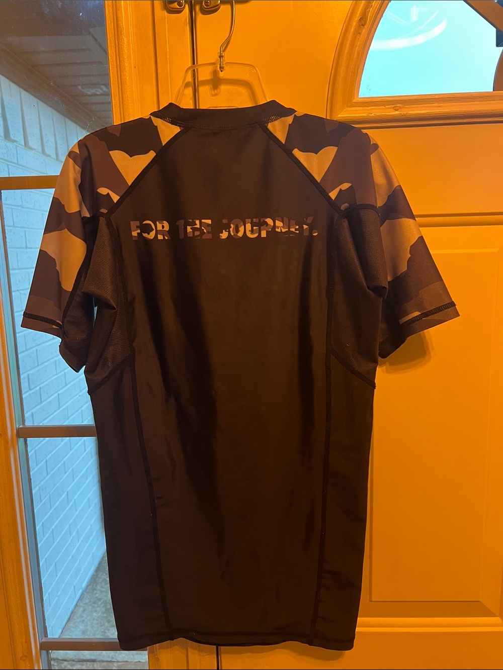 Gold BBJ Black Rash Guard Compression with Gray Camouflage Sleeves - Picture 5 of 5